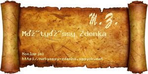 Mátyássy Zdenka névjegykártya